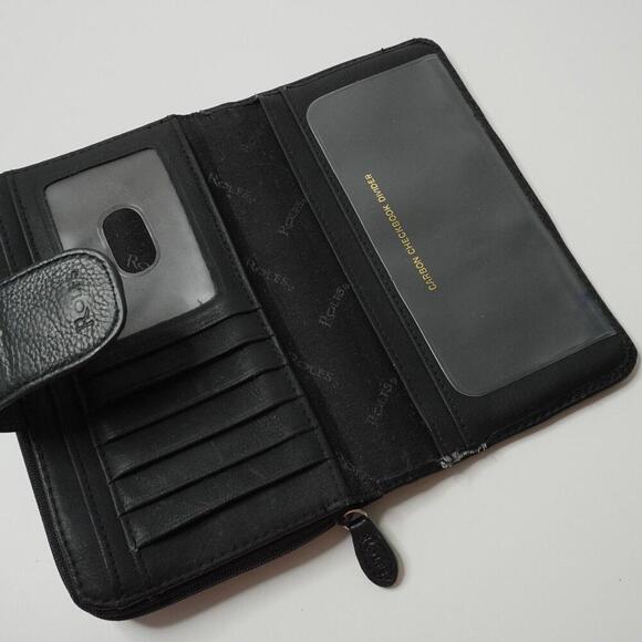 VTG Rolfs Wallet Clutch Checkbook Tri Fold‎ Black Pebbled Leather Organizer SEE - Picture 5 of 8